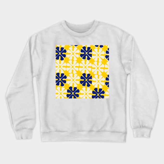 simple yellow, blue and white pattern flowers Crewneck Sweatshirt by stupidpotato1